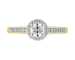 Pierścionek z żółtego złota z brylantami - 0,48 ct - próba 750