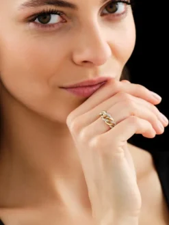 Pierścionek z żółtego złota z diamentami - 0,25 ct - próba 585