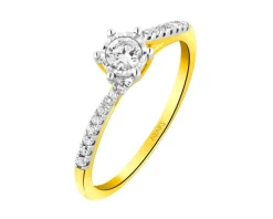 Pierścionek z żółtego złota z diamentami - 0,26 ct - próba 585