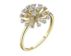 Pierścionek z żółtego złota z brylantami - 0,32 ct - próba 585