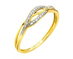 Pierścionek z żółtego złota z diamentami - 0,03 ct - próba 585