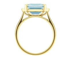 Pierścionek z żółtego złota z diamentami i akwamarynem - próba 585