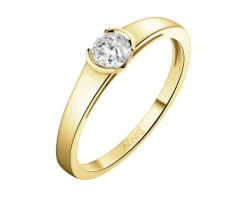 Pierścionek z żółtego złota z brylantem - 0,30 ct - próba 585