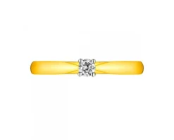 Pierścionek z żółtego złota z brylantem - 0,08 ct - próba 585