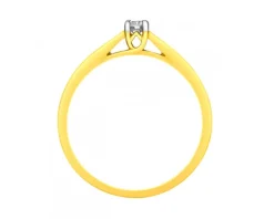 Pierścionek z żółtego złota z brylantem - 0,08 ct - próba 585