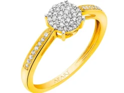 Pierścionek z żółtego złota z diamentami - 0,15 ct - próba 585