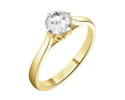 Pierścionek z żółtego złota z brylantem laboratoryjnym - 1,00 ct - próba 750