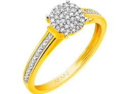 Pierścionek z żółtego złota z diamentami - 0,18 ct - próba 585