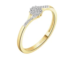 Pierścionek z żółtego złota z diamentami - 0,06 ct - próba 375
