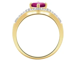 Pierścionek z żółtego złota z diamentami i rubinem - próba 585