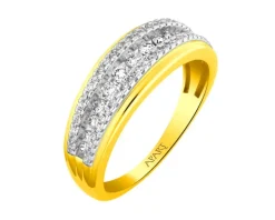 Pierścionek z żółtego złota z diamentami - 0,43 ct - próba 585