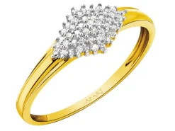 Pierścionek z żółtego złota z diamentami - 0,08 ct - próba 375