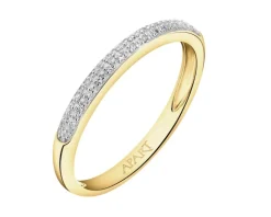 Pierścionek z żółtego złota z diamentami - 0,04 ct - próba 375