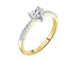 Pierścionek z żółtego złota z diamentami laboratoryjnymi - serce - 0,67 ct - próba 585
