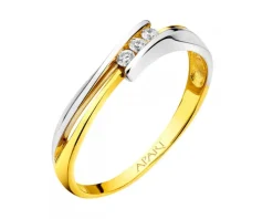 Pierścionek z żółtego złota z brylantami - 0,08 ct - próba 585