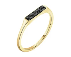 Pierścionek z żółtego złota z czarnymi diamentami - 0,06 ct - próba 585