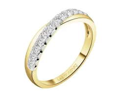 Pierścionek z żółtego złota z brylantami laboratoryjnymi - 0,40 ct - próba 585