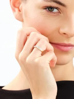 Pierścionek z żółtego złota z brylantami laboratoryjnymi - 0,40 ct - próba 585