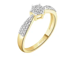 Pierścionek z żółtego złota z diamentami - 0,17 ct - próba 585