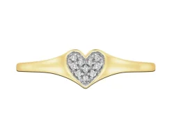 Pierścionek z żółtego złota z diamentami - serce - 0,03 ct - próba 585