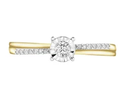 Pierścionek z żółtego złota z diamentami - 0,14 ct - próba 585