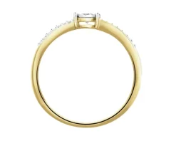 Pierścionek z żółtego złota z diamentami - 0,14 ct - próba 585