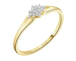 Pierścionek z żółtego złota z diamentami - 0,04 ct - próba 375