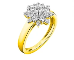 Pierścionek z żółtego złota z brylantami - 0,75 ct - próba 585