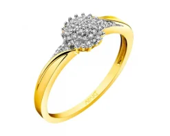 Pierścionek z żółtego złota z diamentami - 0,12 ct - próba 585