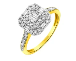 Pierścionek z żółtego złota z diamentami - 0,40 ct - próba 585