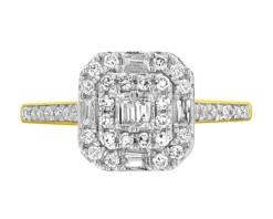 Pierścionek z żółtego złota z diamentami - 0,40 ct - próba 585