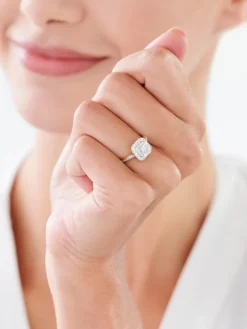 Pierścionek z żółtego złota z diamentami - 0,40 ct - próba 585