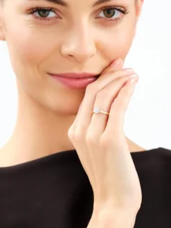 Pierścionek z żółtego złota z brylantem laboratoryjnym - 0,55 ct - próba 585