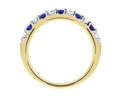 Pierścionek z żółtego złota z brylantami i szafirami - próba 585