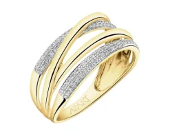 Pierścionek z żółtego złota z diamentami - 0,13 ct - próba 585