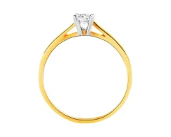 Pierścionek z żółtego złota z brylantem - serce - 0,10 ct - próba 585