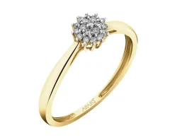 Pierścionek z żółtego złota z brylantami - 0,10 ct - próba 585