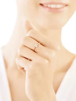 Pierścionek z żółtego złota z brylantami - 0,10 ct - próba 585