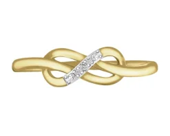 Pierścionek z żółtego złota z diamentem - nieskończoność - 0,007 ct - próba 585