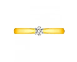 Pierścionek z żółtego złota z brylantem - 0,08 ct - próba 585