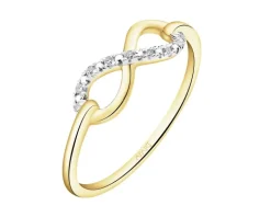 Pierścionek z żółtego złota z diamentami - nieskończoność - 0,03 ct - próba 585
