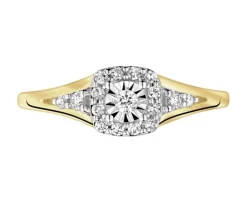 Pierścionek z żółtego złota z diamentami - 0,15 ct - próba 585