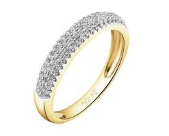 Pierścionek z żółtego złota z diamentami - 0,18 ct - próba 585