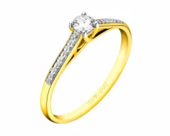 Pierścionek z żółtego złota z brylantami - 0,24 ct - próba 750