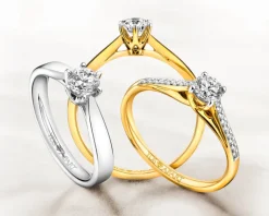 Pierścionek z żółtego złota z brylantami - 0,24 ct - próba 750