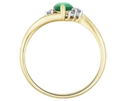 Pierścionek z żółtego złota z brylantami i szmaragdem - próba 585