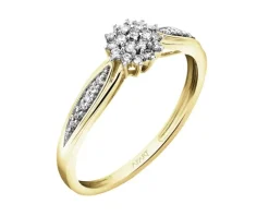 Pierścionek z żółtego złota z diamentami - 0,15 ct - próba 750