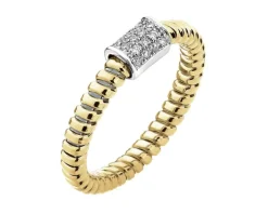 Pierścionek z żółtego złota z brylantami - 0,13 ct - próba 750