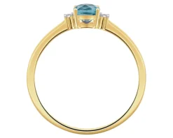 Pierścionek z żółtego złota z diamentami i topazem - próba 375
