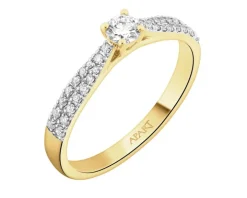 Pierścionek z żółtego złota z diamentami - 0,30 ct - próba 585